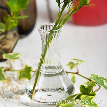 Clear mini ribbed high borosilicate glass lovely vase